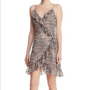 Lucy Paris Women Pink Black Cynthia Leopard Print Ruffled Wrap Dress